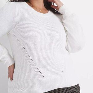 Lane Bryant Classic Puff Sleeve Rib Sweater 18/20 Ivory Rose